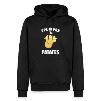 J'peux pas j'ai Patates Cadeau Jardinier Humour - Sweat à capuche Premium bio Homme - noir - Devant - Nico (187cm)