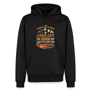 Légendaire Depuis Janvier 2006 Vintage Rétro 2006 - Sweat à capuche Premium bio Homme - noir - Devant - Nico (187cm)