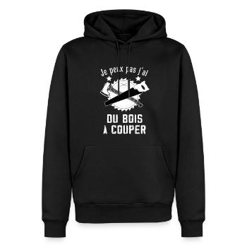 Je Peux Pas J'ai Du Bois à Couper - Sweat à capuche Premium bio Homme - noir - Devant - Nico (187cm)