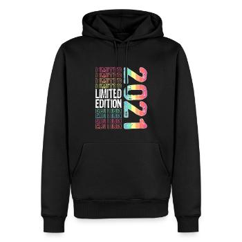 Edition Limitée depuis 2021 Anniversaire Millésime 2021 - Sweat à capuche Premium bio Homme - noir - Devant - Nico (187cm)