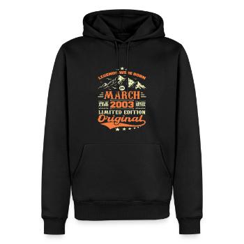 Cadeau D'anniversaire Nées En Mars 2003 Vintage - Sweat à capuche Premium bio Homme - noir - Devant - Nico (187cm)