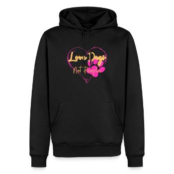 Chiens d’amour - Sweat à capuche Premium bio Homme - noir - Devant - Nico (187cm)