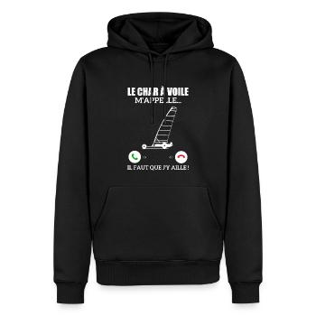 Le Char à Voile M'appelle - Sweat à capuche Premium bio Homme - noir - Devant - Nico (187cm)