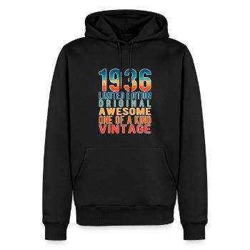 Edition limitée depuis 1936 Anniversaire Millésime 1936 - Sweat à capuche Premium bio Homme - noir - Devant - Nico (187cm)