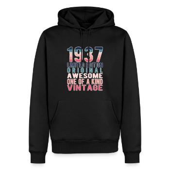 Edition limitée depuis 1937 Anniversaire Millésime 1937 - Sweat à capuche Premium bio Homme - noir - Devant - Nico (187cm)