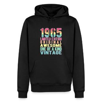 Edition limitée depuis 1965 Anniversaire Millésime 1965 - Sweat à capuche Premium bio Homme - noir - Devant - Nico (187cm)