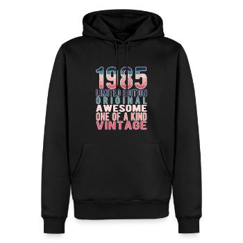 Edition limitée depuis 1985 Anniversaire Millésime 1985 - Sweat à capuche Premium bio Homme - noir - Devant - Nico (187cm)