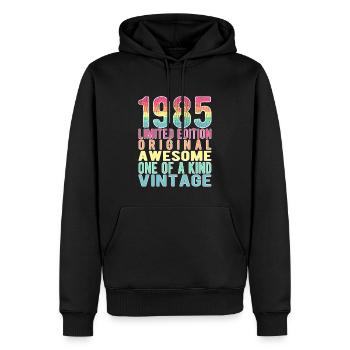 Edition limitée depuis 1985 Anniversaire Millésime 1985 - Sweat à capuche Premium bio Homme - noir - Devant - Nico (187cm)