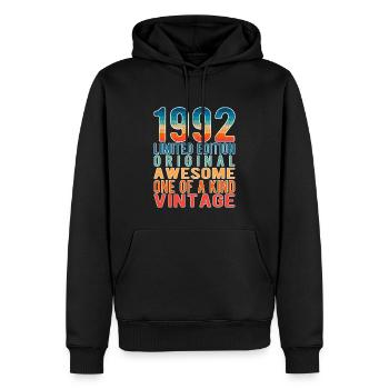 Edition limitée depuis 1992 Anniversaire Millésime 1992 - Sweat à capuche Premium bio Homme - noir - Devant - Nico (187cm)