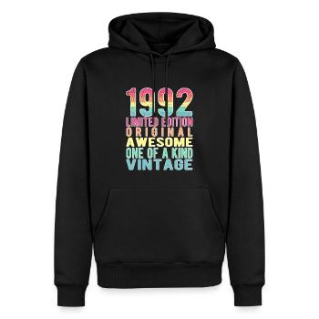 Edition Limitée Depuis 1992 Anniversaire Millésime 1992 - Sweat à capuche Premium bio Homme - noir - Devant - Nico (187cm)