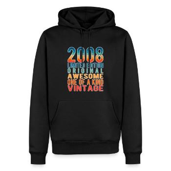 Edition limitée depuis 2008 Anniversaire Millésime 2008 - Sweat à capuche Premium bio Homme - noir - Devant - Nico (187cm)