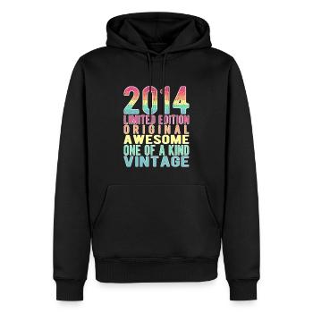 Limited Edition Since 2014 Birthday Vintage 2014 - Men’s Premium Organic Hoodie - black - Front - Nico (187cm)