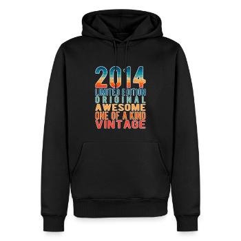 Limited Edition Since 2014 Birthday Vintage 2014 - Men’s Premium Organic Hoodie - black - Front - Nico (187cm)
