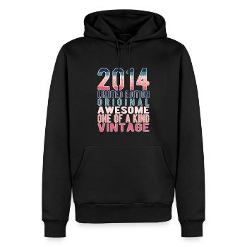 Limited Edition Since 2014 Birthday Vintage 2014 - Men’s Premium Organic Hoodie - black - Front - Nico (187cm)