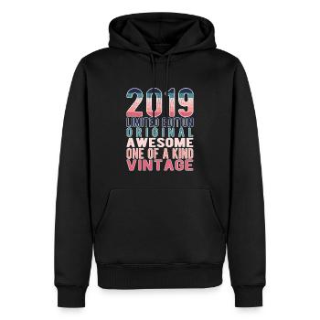 Edition limitée depuis 2019 Anniversaire Millésime 2019 - Sweat à capuche Premium bio Homme - noir - Devant - Nico (187cm)