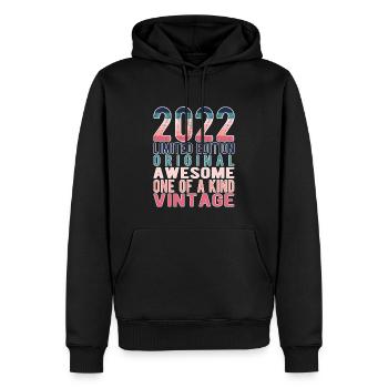 Edition limitée depuis 2022 Anniversaire Millésime 2022 - Sweat à capuche Premium bio Homme - noir - Devant - Nico (187cm)