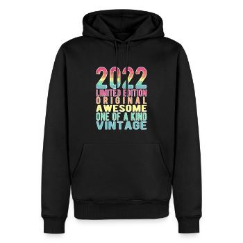 Edition limitée depuis 2022 Anniversaire Millésime 2022 - Sweat à capuche Premium bio Homme - noir - Devant - Nico (187cm)