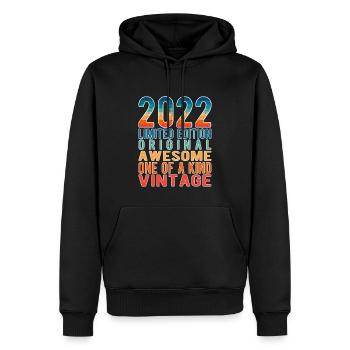 Edition limitée depuis 2022 Anniversaire Millésime 2022 - Sweat à capuche Premium bio Homme - noir - Devant - Nico (187cm)