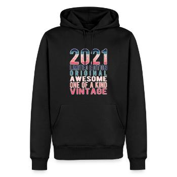 Edition limitée depuis 2021 Anniversaire Millésime 2021 - Sweat à capuche Premium bio Homme - noir - Devant - Nico (187cm)