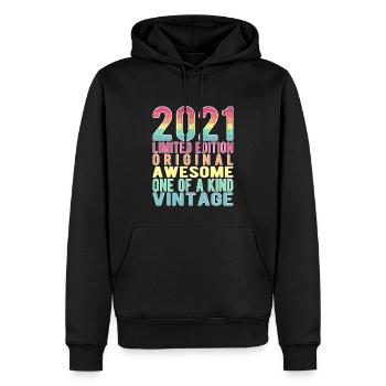 Limited Edition Since 2021 Birthday Vintage 2021 - Men’s Premium Organic Hoodie - black - Front - Nico (187cm)