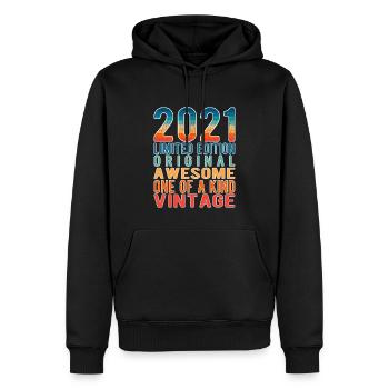 Edition limitée depuis 2021 Anniversaire Millésime 2021 - Sweat à capuche Premium bio Homme - noir - Devant - Nico (187cm)
