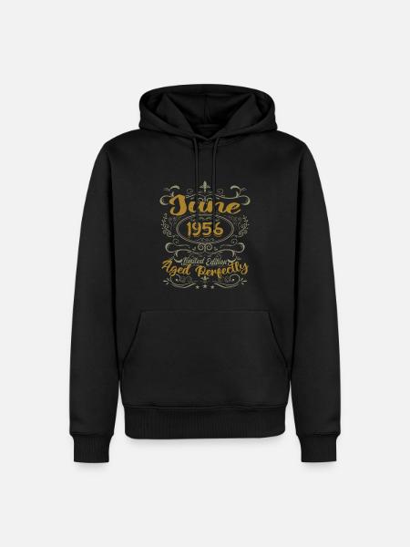 1956 Junio 1956 Regalo de cumpleaños Junio 1956 Junio - Sudadera con capucha prémium ecológica para hombre - negro