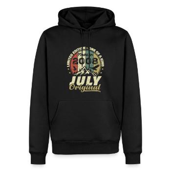 Juli 2008 Geburtstagsgeschenk 2008 Juli 2008 - Männer Premium Bio Hoodie - Schwarz - Vorne - Nico (187cm)