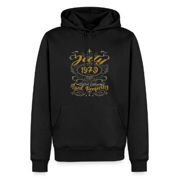 Juillet 1970 Anniversaire Juillet 1970 Cadeau 1970 - Sweat à capuche Premium bio Homme - noir - Devant - Nico (187cm)