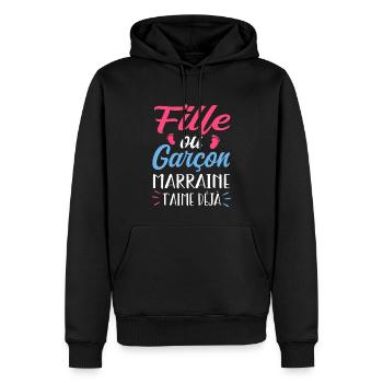 Fille ou Garçon Grand Marraine T'aime Déjà - Sweat à capuche Premium bio Homme - noir - Devant - Nico (187cm)