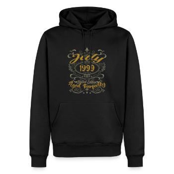 Juillet 1999 Anniversaire Juillet 1999 Cadeau 1999 - Sweat à capuche Premium bio Homme - noir - Devant - Nico (187cm)