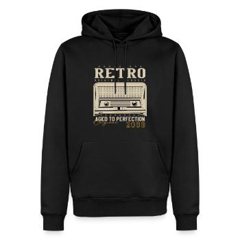 Retro 2008 Geburtstagsgeschenk 2008 Jahrgang 2008 - Männer Premium Bio Hoodie - Schwarz - Vorne - Nico (187cm)