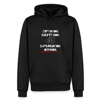 Tout capturer, ne rien expérimenter - Sweat à capuche Premium bio Homme - noir - Devant - Nico (187cm)