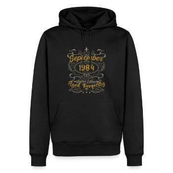 Légendes Septembre 1984 | Gift September 1984 - Sweat à capuche Premium bio Homme - noir - Devant - Nico (187cm)