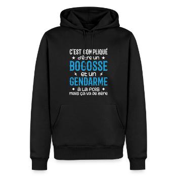 Es ist kompliziert, ein Bogosse und ein Gendarm zu sein - Männer Premium Bio Hoodie - Schwarz - Vorne - Nico (187cm)