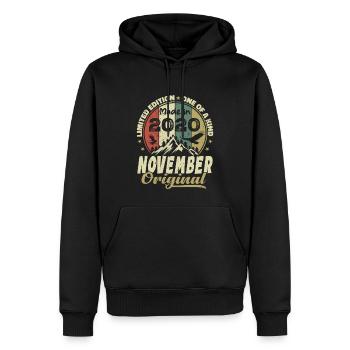 Novembre 2020, Cadeau D'anniversaire Novembre 2020 - Sweat à capuche Premium bio Homme - noir - Devant - Nico (187cm)