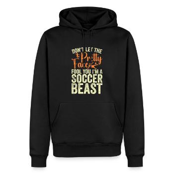dont let the pretty face fool you i m soccer beast - Sweat à capuche Premium bio Homme - noir - Devant - Nico (187cm)