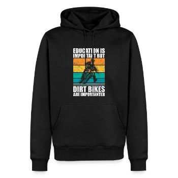 Bildung ist wichtig, aber Dirtbikes wichtiger - Männer Premium Bio Hoodie - Schwarz - Vorne - Nico (187cm)