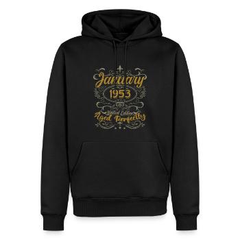 Janvier Cadeau D'anniversaire Nées En Janvier 1953 - Sweat à capuche Premium bio Homme - noir - Devant - Nico (187cm)