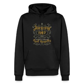 Janvier Cadeau D'anniversaire Nées En Janvier 1987 - Sweat à capuche Premium bio Homme - noir - Devant - Nico (187cm)