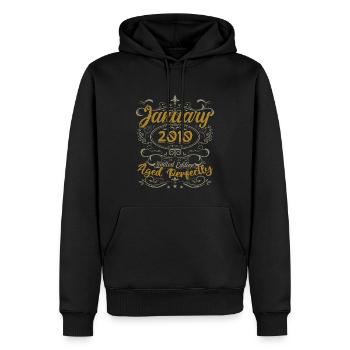 Janvier Cadeau D'anniversaire Nées En Janvier 2010 - Sweat à capuche Premium bio Homme - noir - Devant - Nico (187cm)