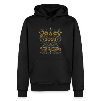 Janvier Cadeau D'anniversaire Nées En Janvier 200 - Sweat à capuche Premium bio Homme - noir - Devant - Nico (187cm)