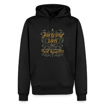 Janvier Cadeau D'anniversaire Nées En Janvier 2015 - Sweat à capuche Premium bio Homme - noir - Devant - Nico (187cm)
