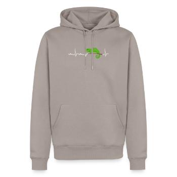 leon reptile lézard - Sweat à capuche Premium bio Homme - taupe - Devant - Nico (187cm)