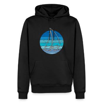 Segelboot im Retro Vintage Kreis - Männer Premium Bio Hoodie - Schwarz - Vorne - Nico (187cm)