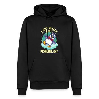 Pingouins J’aime vraiment les pingouins pingouins mignons pingouins - Sweat à capuche Premium bio Homme - noir - Devant - Nico (187cm)