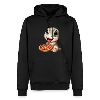 Dinosaurier lieben Pizza - Männer Premium Bio Hoodie - Schwarz - Vorne - Nico (187cm)