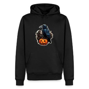 Krähe Rabe Halloween - Männer Premium Bio Hoodie - Schwarz - Vorne - Nico (187cm)