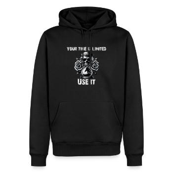 Your time is limited Skull - Männer Premium Bio Hoodie - Schwarz - Vorne - Nico (187cm)
