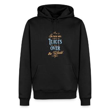 Sarcasm: Serving Idiots all over the World - Men’s Premium Organic Hoodie - black - Front - Nico (187cm)