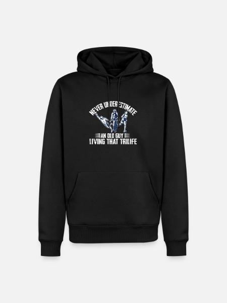 Never underestimate an old man triathlon - Men’s Premium Organic Hoodie - black